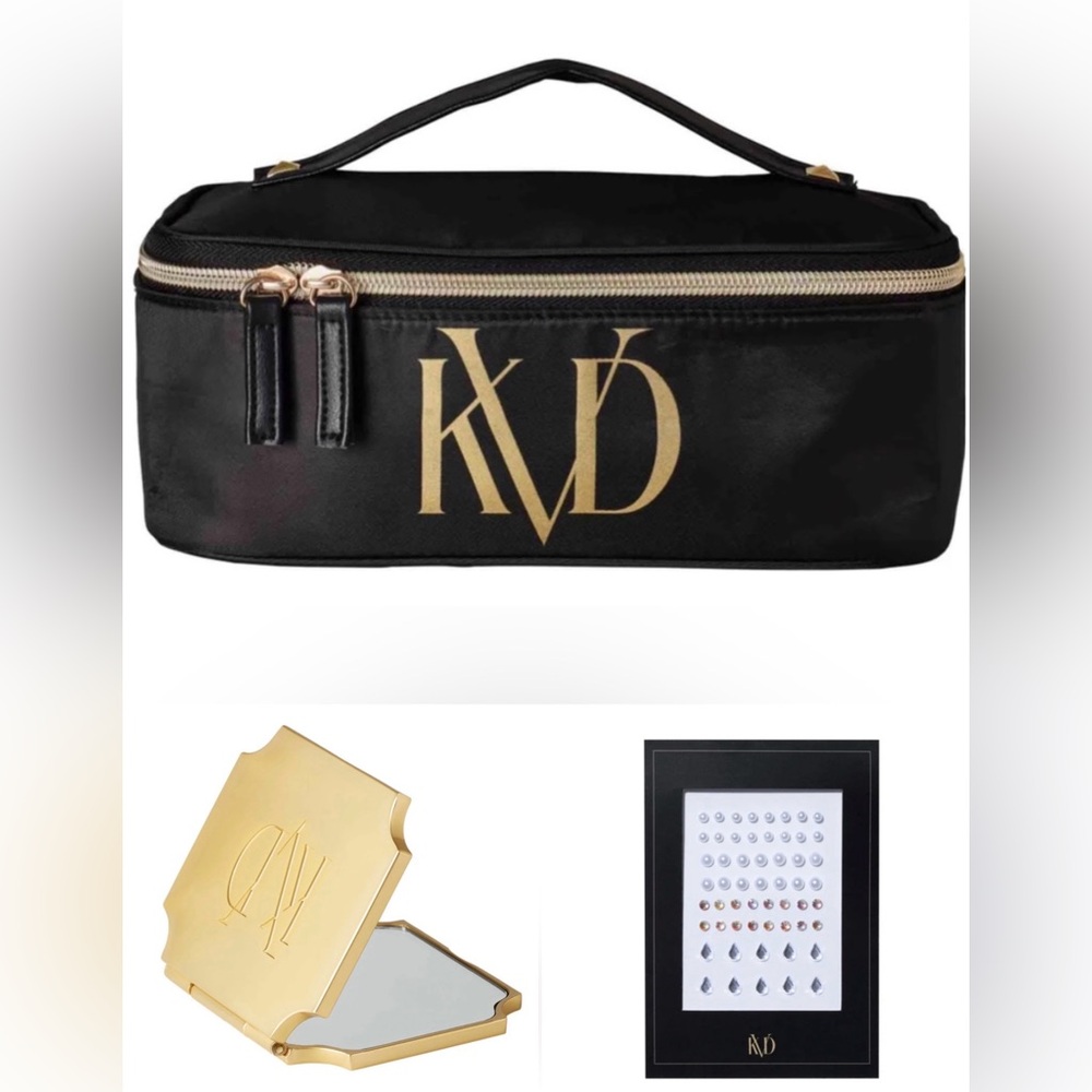 KVD Beauty
Toiletry Bag, Clamshell Mirror, & Face Gems Kit